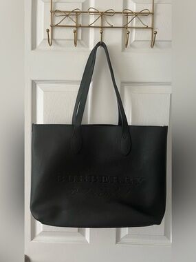 Burberry Black Embossed Leather Tote